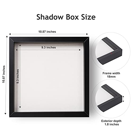 Qdssdeco Black 10X10 Shadow Box Frame With Linen Backboard & Real Glass, Wood Display Case, Deep Showcase To Hang The Photos, Tickets, Wedding Bouquets, Medals, Baby Sports Memorabilia #TOP2