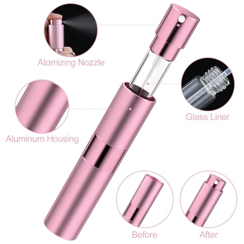 Newpop 5 Piezas Atomizador Perfume Recargable, Bote Spray Pulverizador, Frasco de Vacío Rociadora, Mini Botella Portátil, Pulverizadora Vacaciones, Perfumador Dispensador de Viaje, 8ML, 5 Colores - Imagen 4