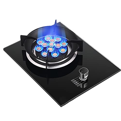 Placa de gas integrada con panel de vidrio a prueba de explosiones, fácil de limpiar, para cocinar a gas natural o propano