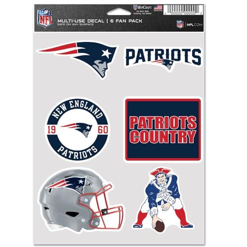 WinCraft NFL Decal Sticker Multi Use 6 Set 19x14cm England Patriots