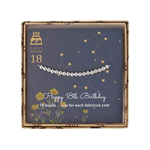 18th Birthday Gifts for Girls - Sterling Silver Bead Bracelet for 18 Year Old Girl Gifts, Adjustable Jewelry 7" - 9" Cord Cover