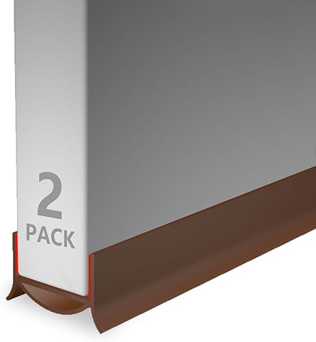 Paquete de 2 topes para puerta, 36 pulgadas, burletes cortables para puerta, barrido adhesivo fuerte para puertas exteriores e interiores. (2,