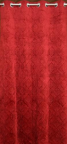 Image of Fabrilia Velvet Eyelet Window Curtain 5 feet for Living Room /Bedroom, Maroon, Pack of 1 Piece