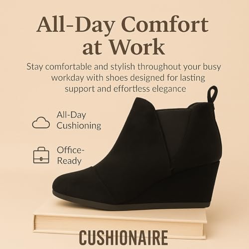 Dunes Women's Zoey Wedge Bootie, Soft Vegan Suede, Easy Slip-On Design, Memory Foam, Wide Widths Available2