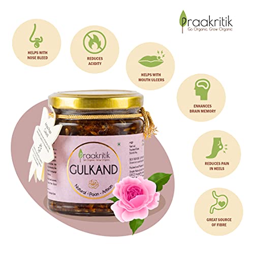 Image of Praakritik Gulkand Natural Paan - 250g, Artisan Flavor with Rose Petals, Honey & Mishri(Rock Sugar), Pure Vegetarian, Rich in Calcium & Antioxidants, Natural Cooling Agent