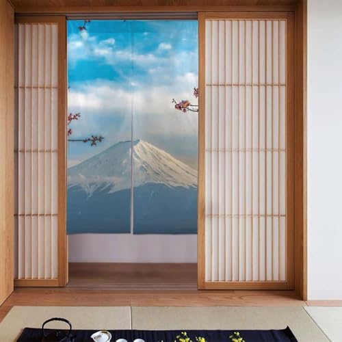 のれん 富士山 風景 空 屋外 おしゃれ 間仕切り ロングカーテン 遮光 のれん 玄関 リビング キッチン 出入り口 幅86cm丈143cm vbz8