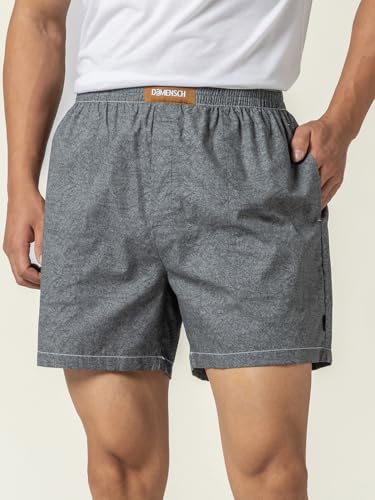 Image of DAMENSCH Regular Fit Solid 100% Soft & Durable Cotton Boxer Shorts Dual Pockets Anti-Bacterial Moisture Wicking Microfibre Waistband Ultra-Light Boxers for Men