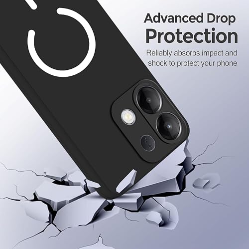 Image of SBMS Silicone Back Cover Case for Oppo K13 5G | Soft Micro-Fibre Lining Inside | Magsafe Print On Back Side Camera Protection Bump | Shockproof Case for Oppo K13 5G(Magsafe Print Big Black)
