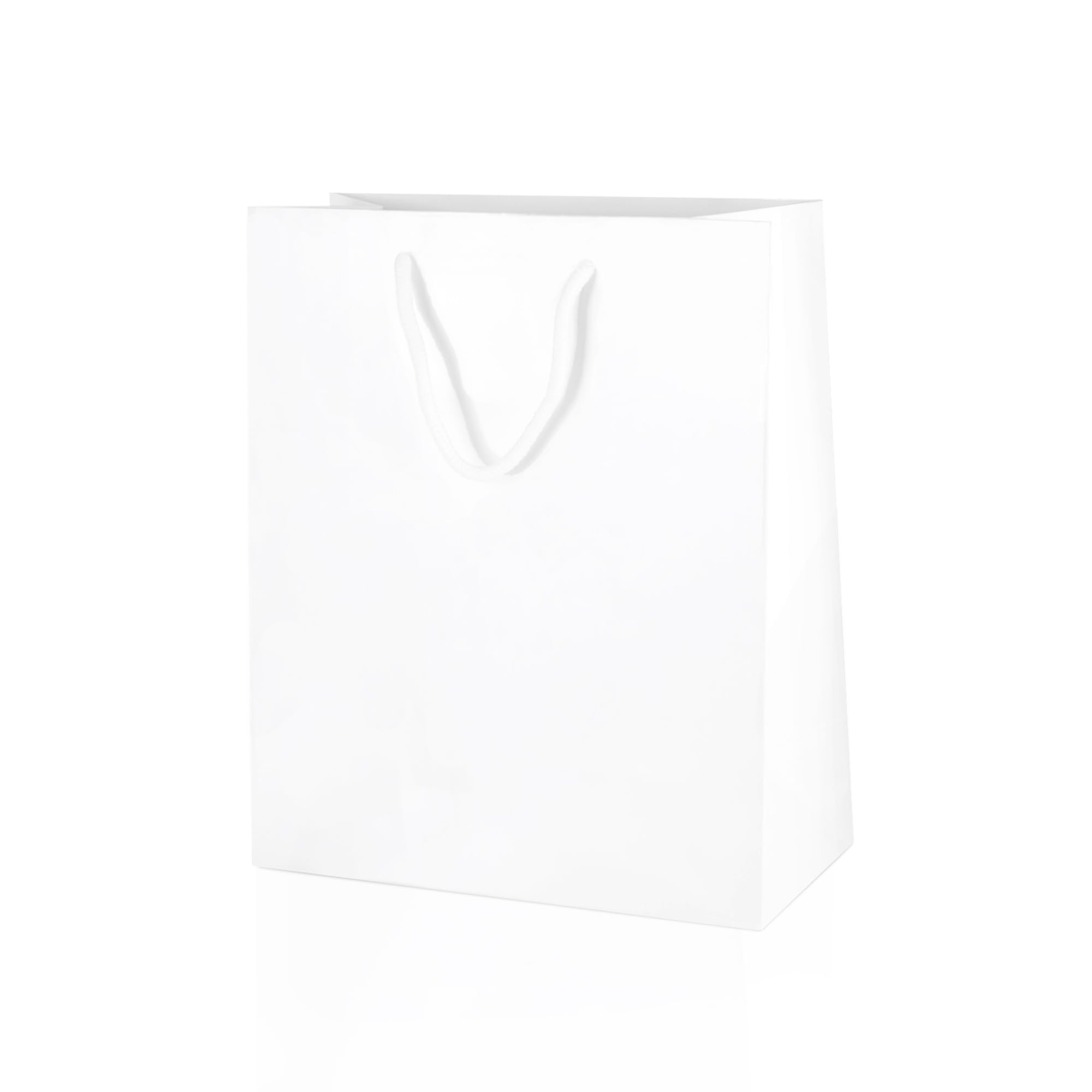 Thepaperbagstore 100× White Medium Gloss Laminated Gift Bags 20 × 24 × 10 cm – 250 gsm Boutique Paper Bags with Rope Handles & Reinforced Base – Ideal for Gifts, Weddings, Retail & Corporate Use — image 1