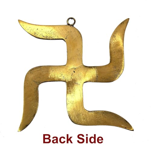Image of Brass Swastik (卐) Sathiya Wall Hanging Yantra | 9 Inch Approx | Vastu Door Hanging for Najar Dosh|Weight-990 Gram Approx | Decorative Home Decor Symbol for Positive Vibes