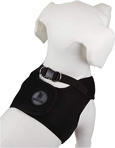 The Worthy Dog Sidekick Harness with Comfy Padded Mesh Velcro Adjustable, Outdoor, Easy Walk Vest - Large, Black