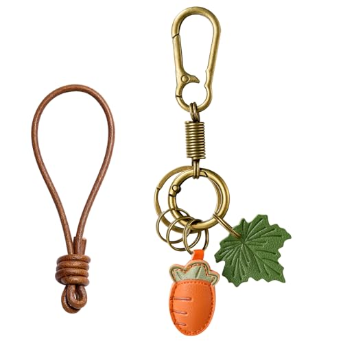 WEWAYSMILE Encantadores de Bolso de Cuero para Bolsos Llaveros Bonitos para Mujeres con Hebilla de Anillo de Aleación para Decoración de Bolso y Accesorios de Mochila, Zanahoria, 145x30mm