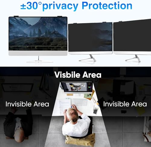 Image of Magnetic 23.8 Inch Computer Privacy Screen Shield, Privacy Screen Filter for Frameless Monitor Widescreen 16:9 Aspect Ratio, Blue Light Protector, Anti-Spy & Anti-Scratch, Black