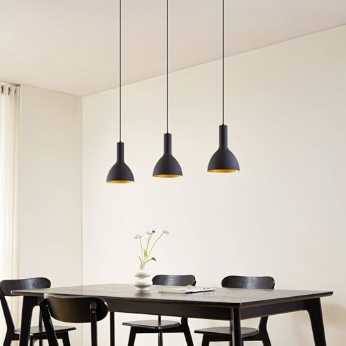 Suspension Cosmina noire à 3 lampes E27 intensité variable pour cuisine moderne - 3