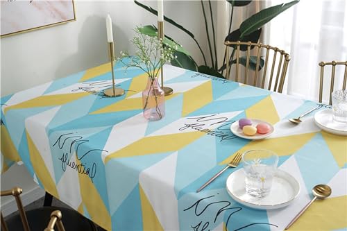 Nappe polyester haut de gamme 135x220 imprimée de triangles bleus chic KnSam
