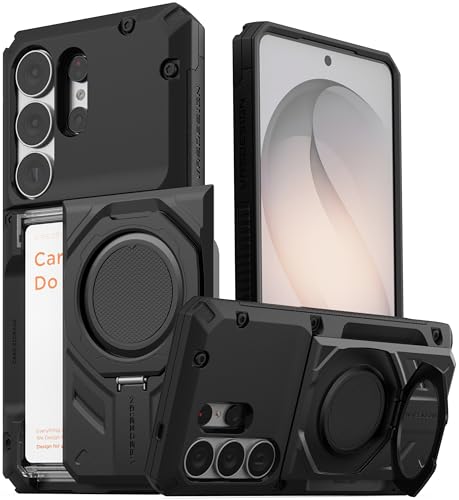 VRS DESIGN Damda Glide Hybrid for Samsung Galaxy S26 Ultra (2026) Magnetic Mount Semi-Auto Wallet [4 Cards] Heavy Duty Rugged Case - Matte Black (NO Wireless Charging)