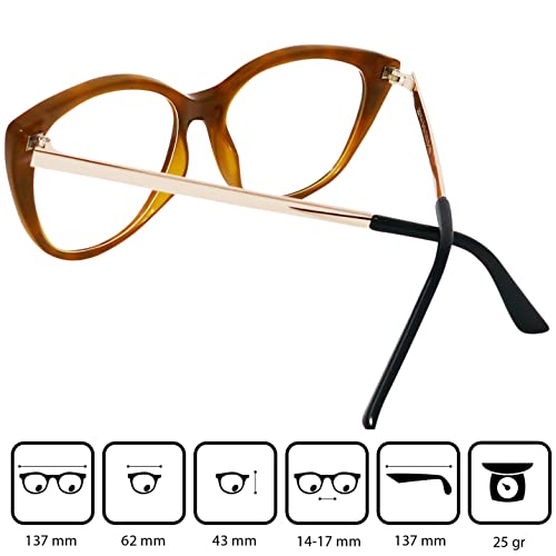 Mini Brille, Cat Eye Reading Glasses with Large Lenses, including FREE Trendy Case - Image 3