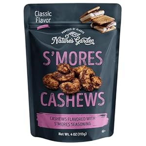 Nature’s Garden Smores Cashews, 4 oz (Pack of 6) – Chocolate Covered Cashews, Seasoned Roasted Cashews, Crunchy Snacks, Flavored Nuts Snack Pack, Gluten Free Cashews, Healthy Snacks for Adults