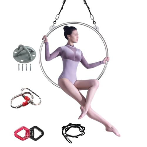 Kunovo Stainless Steel Aerial Lyra Hoop Kit, Double Point Aerial Yoga Ring with Aerial Rigging, 360° Swivel Lyra Hoop for Home/Gym/Dancing Studio (Size : 85 cm (33