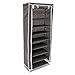 Relaxdays 10018856_139 Armoire à chaussures en tissu pliante 151 x 60 x 30 cm penderie avec 9 Etagères pour 36 paires de chaussures gris