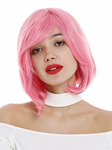 WIG ME UP - 0819-T1920 Short lady quality wig wavy bob concave tips pink Cosplay, pink (T1920)