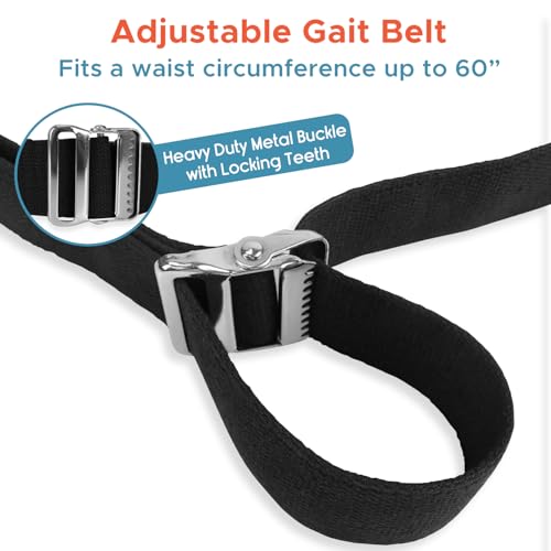 Image of KosmoCare Gait Belt | Transfer Assist with Quick Release Metal Buckle | Medical Safety Strap for Elderly, Disabled & Therapists | 60 Inch Adjustable | Load Capacity 150 kg | Black