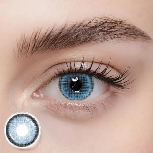 Freshlens Blaue Kontaktlinsen ohne Stärke Natürliche Jahreslinsen hellblau mit weichem Farbverlauf Strahlender Blue Eyes Effekt 14.5 mm Dawn Blue