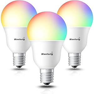 E17 Intermediate Base Smart Bulb, LED WiFi Light Bulb, Smart Light Bulb That Work with Alexa & Google Assistant, A15 Color Changing Light Bulb, No Hub Required, 40W Equivalent 500LM, 3-Pack