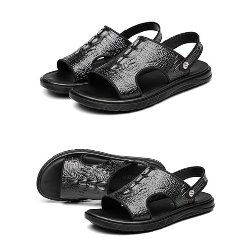 Men'S Pu Leather Flat Sandals Retro Leather Print Soft Bottom Non-Slip One-Step Beach Sandals Suitable For Driving Walking Work3