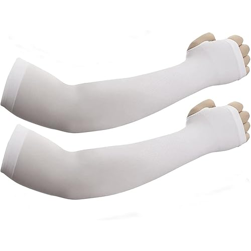JUSDIQIR Sun Protection Arm Sleeves With Thumb Holes for Men Women, Cooling Compression UV Arm Cover, Outdoor Sports Sleeve