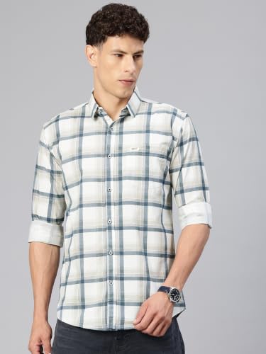 Image of Majestic Man Comfort Slim Fit Pure Cotton Checked Casual Shirt
