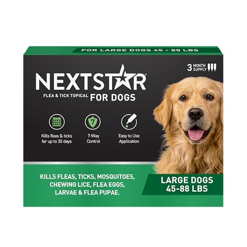 NEXTSTAR Flea and Tick Prevention for Dogs, Repellent & Control, Fast Acting Waterproof Topical Drops, Flea and Tick Prevention for Large Dogs, 3 Monthly Doses
