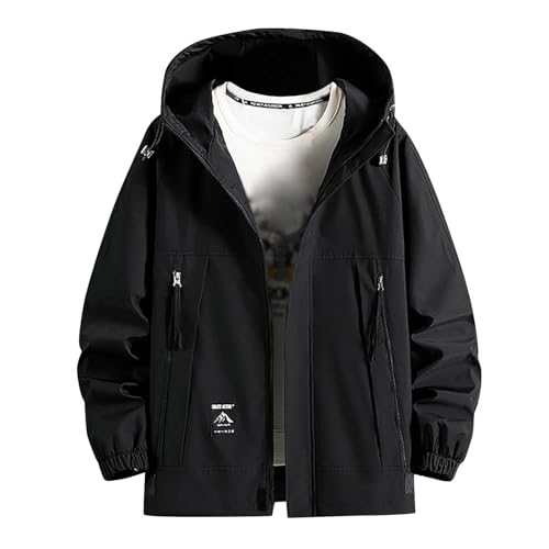 Tobysper Chaqueta softshell para hombre, resistente al viento, impermeable, transpirable, chaqueta funcional, chaqueta de entretiempo con capucha, chaqueta de senderismo, chaqueta de invierno