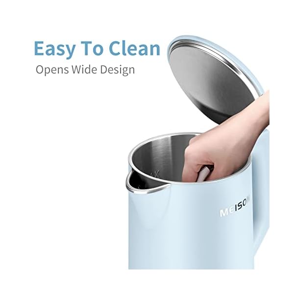 MEISON Electric Kettle, 1.7 L Double Wall Food Grade Stainless Steel