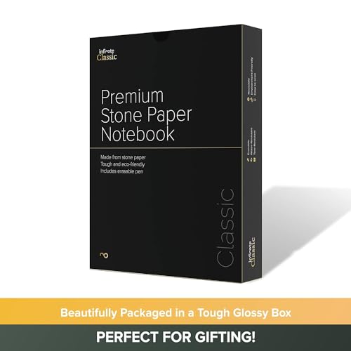 Image of Infinote Executive Reusable Stone Paper Smart Notebook and Planner (A5, with 100 Pages | 50 Sheets | 100 Sides, NavyBlue)
