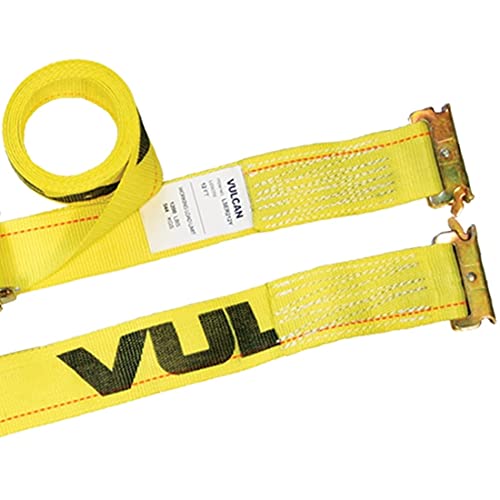 Vulcan Logistic Strap For E Track - Ratchet Style - 12 Foot - 6 Pack - Classic Yellow - 1,333 Pound Safe Working Load #TOP2