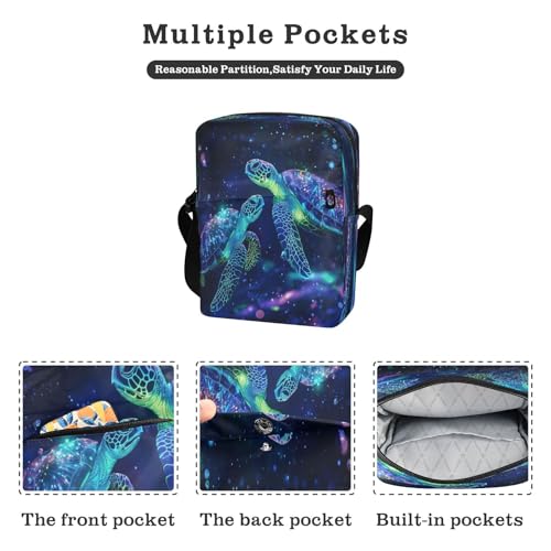 Crossbody Bag Galaxy Sea Turtles Messenger Bag for Women Men Purse Shoulder Bag Satchel Bag with Adjustable Strap 214B89582