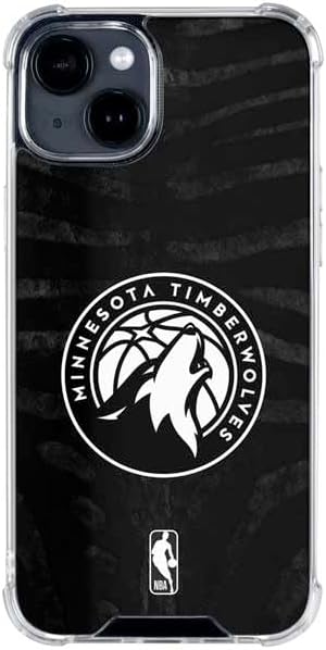 Skinit Clear Phone Case Compatible with iPhone 15 - Officially Licensed NBA Minnesota Timberwolves Black Animal Print Design