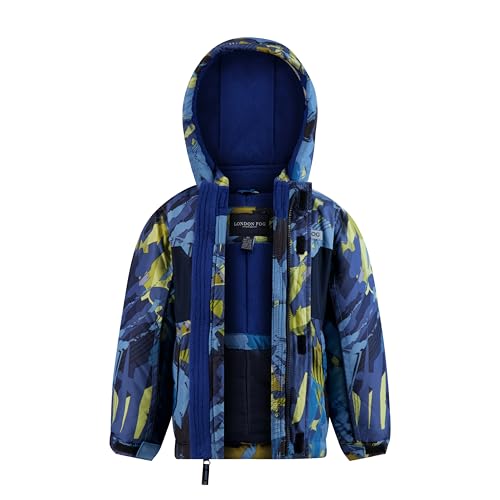 Image of LONDON FOG Boys' 3-piece Snowsuit Insulated Winter Jacket Snow Pants Skibib and Beanie