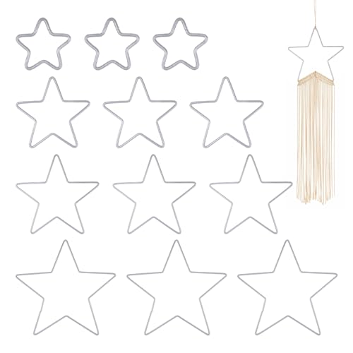 12 Stück Metallring Stern, 5/10/15/20 cm Metallsterne zum Basteln,...