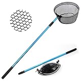Kids Fishing Net with Aluminum Telescopic Pole Handle, Lightweight Fishing Landing Net with Waterproof Nylon Mesh Non-Slip Rubber Grip, Catch and Release Butterfly Net for Kids Youth