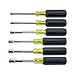 Klein Tools 635-6 Nut Driver Set, 6-Pc Magnetic Hex Nut Drivers, SAE Sizes 1/4, 5/16, 3/8, 7/16, 1/2, and 9/16-Inch Hex, 6-Inch, Color Coded