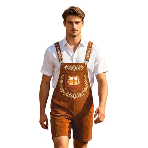 Pantalones cortos de festival de la cerveza con tirantes estilo bávaro de hombre