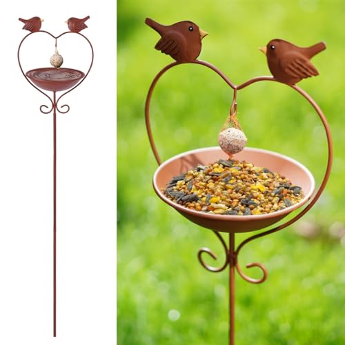 JUJOYBD Abbeveratoio per uccelli in metallo – Rustico bagno per uccelli con supporto per gnocchi per esterni, altezza 115 cm,...