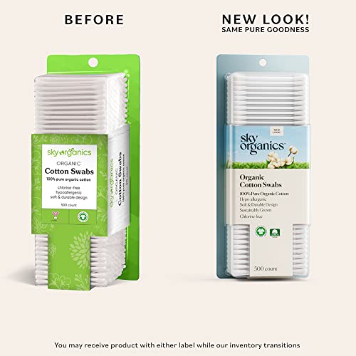 Sky Organics Organic Cotton Swabs For Sensitive Skin, 100% Pure Gots Certified Organic For Beauty & Personal Care, 1000 Ct. #TOP2