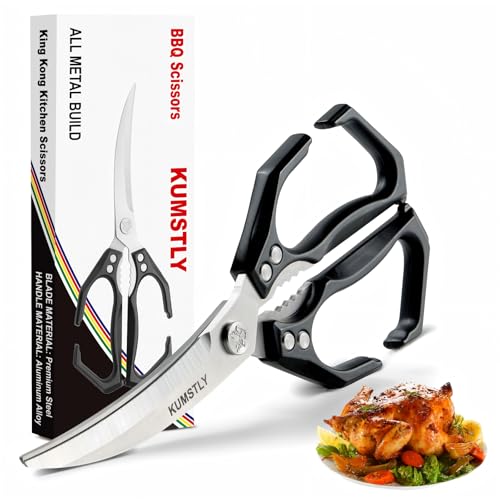 KUMSTLY Kitchen Scissors All Purpose Kitchen Shears Heavy Duty for Cutting Chicken, Turkey, Meat, Bones, Vegetables Stainless Steel Spatchcock Shears Multipurpose Food Scissors