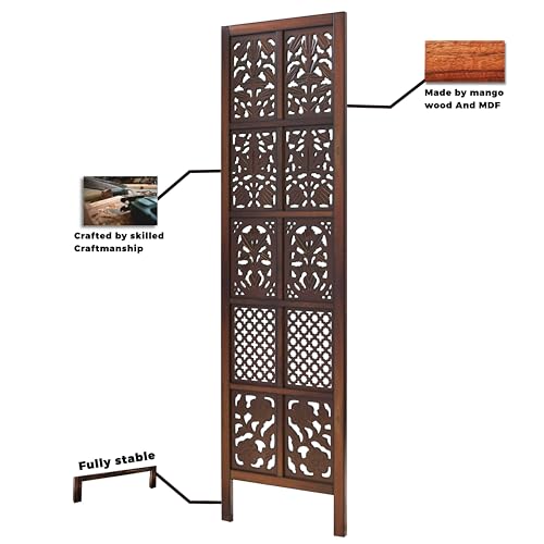 Image of Wooden Room Partition with Stands /Wall Divider for Living Room /Room Divider Wall Separator for Office (5 Panel- Mix)