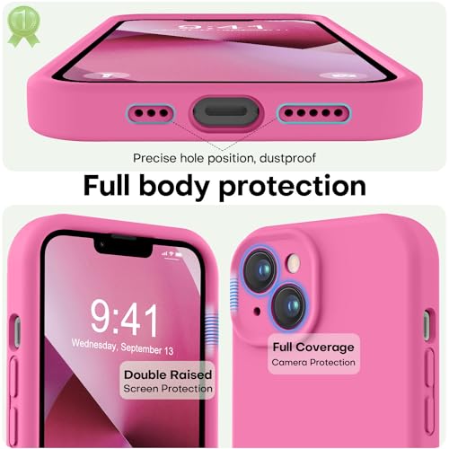 Image of LOVE 3000 Designed for iPhone 13 Case, Premium Silicone with [Camera Protection] [Soft Anti-Scratch Microfiber Lining] Shockproof Protective Phone Case for iPhone 13 Women Men Girls 6.1 inch, Pitaya