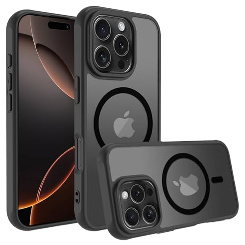 Image of for iPhone 16 pro max Case [Compatible with Magsafe]Translucent Matte Phone Cover, [10 FT Military Grade Drop Protection] Slim Durable Shockproof Protective Bumper (Black Magnetic, iPhone 16 Pro Max)
