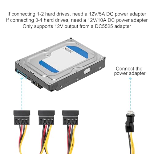 Câble DC 12V vers 3 SATA OwlTree adaptateur 5.5x2.5mm - 5